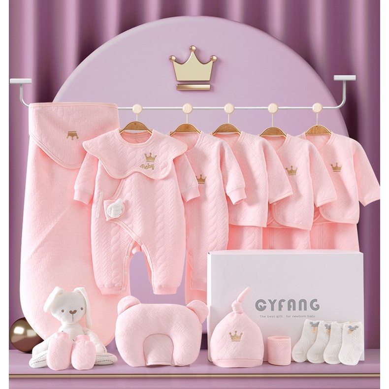 Set đồ sơ sinh 20 chi tiết 100% cotton hộp quà sang trọng 0-3m