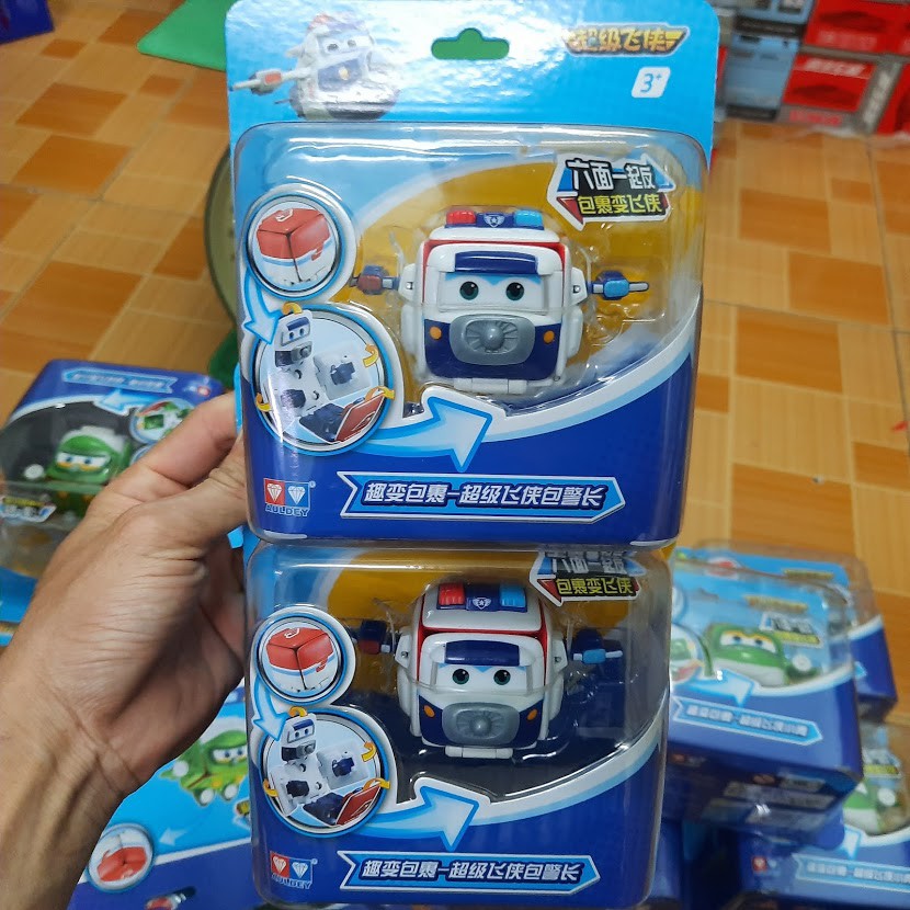 Hộp biến hình Super wings cảnh sát Paul đồ chơi trẻ em bằng nhựa