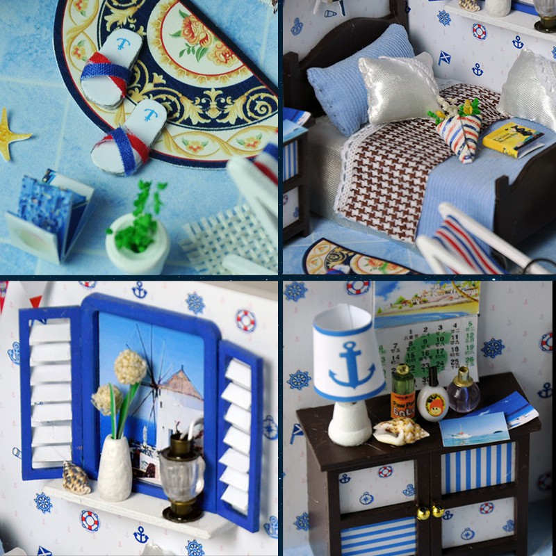 Mô hình nhà DIY Doll House Romantic Little Nightlight Kèm Mica Chống bụi, Bộ dụng cụ và Keo dán