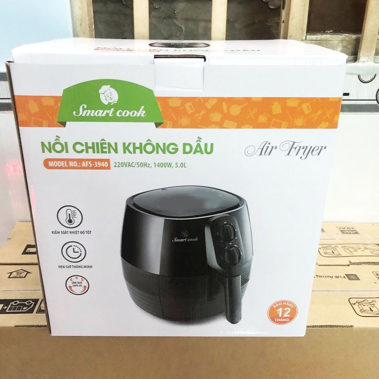 Nồi chiên không dầu dung tích 5 lít Elmich Smartcook AFS-3940 - Hàng chính hãng, bảo hành 12 tháng