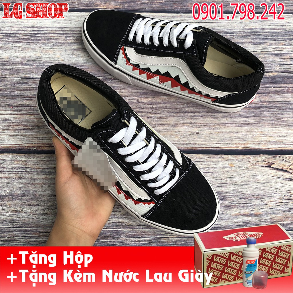 [Freeship] Giày Thể Thao Cá Mập (Răng Cưa) Đen Trắng [Ảnh Thật]