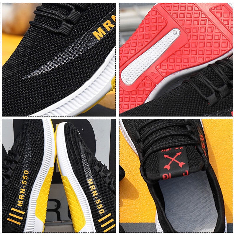 Giày Thể Thao Chạy Bộ QiaoYiLuo Vải Dệt Kim Siêu Mềm Màu Đen Giản Dị Dành Cho Nam Hơi thở tuyệt vời, Vừa Vặn và thoải mái.