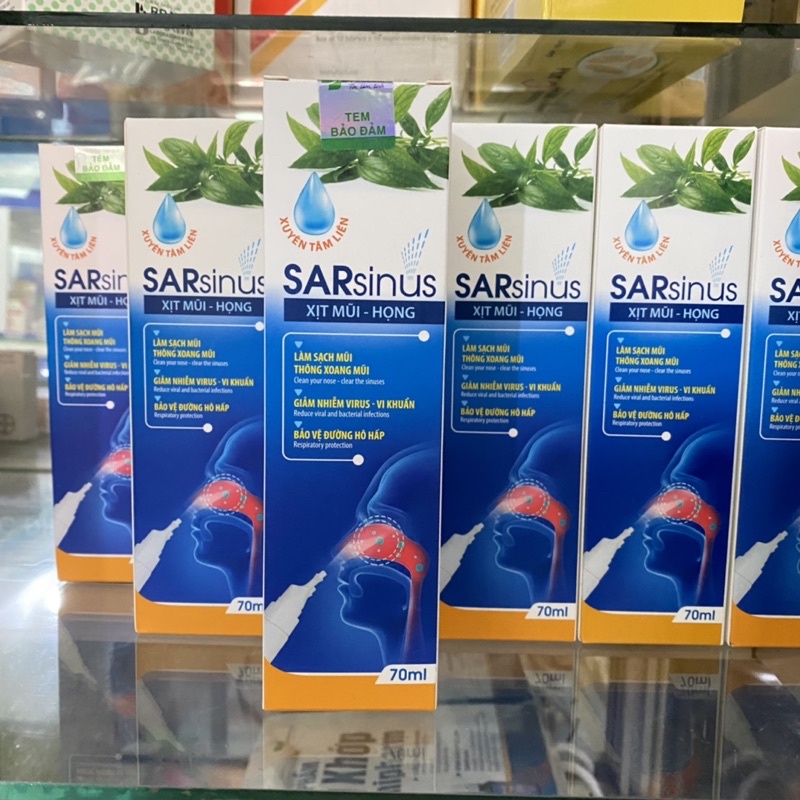 Xịt mũi - họng Xuyên tâm liên Sarsinus - giảm nhiễm virus,vi khuẩn