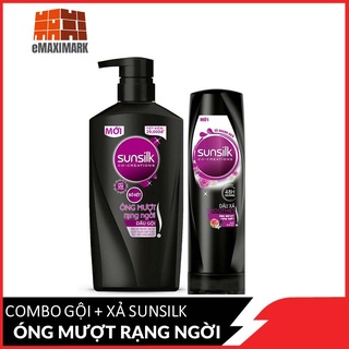 COMBO Sunsilk Óng mượt rạng ngời (Đen) Gội 650g và Xả 320g