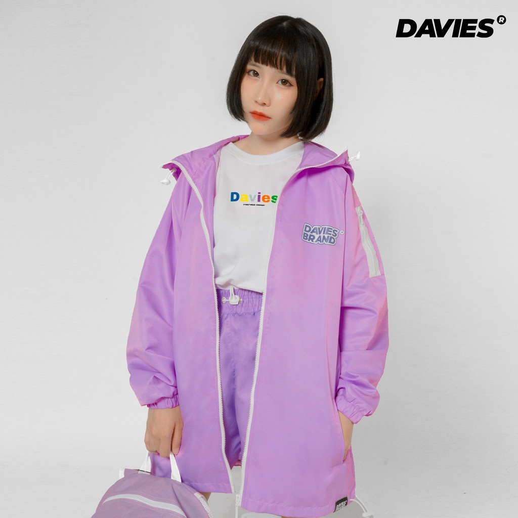Áo khoác dù local brand chính hãng nữ DAVIES màu tím, jacket unisex form rộng BASIC MARK 3 - S