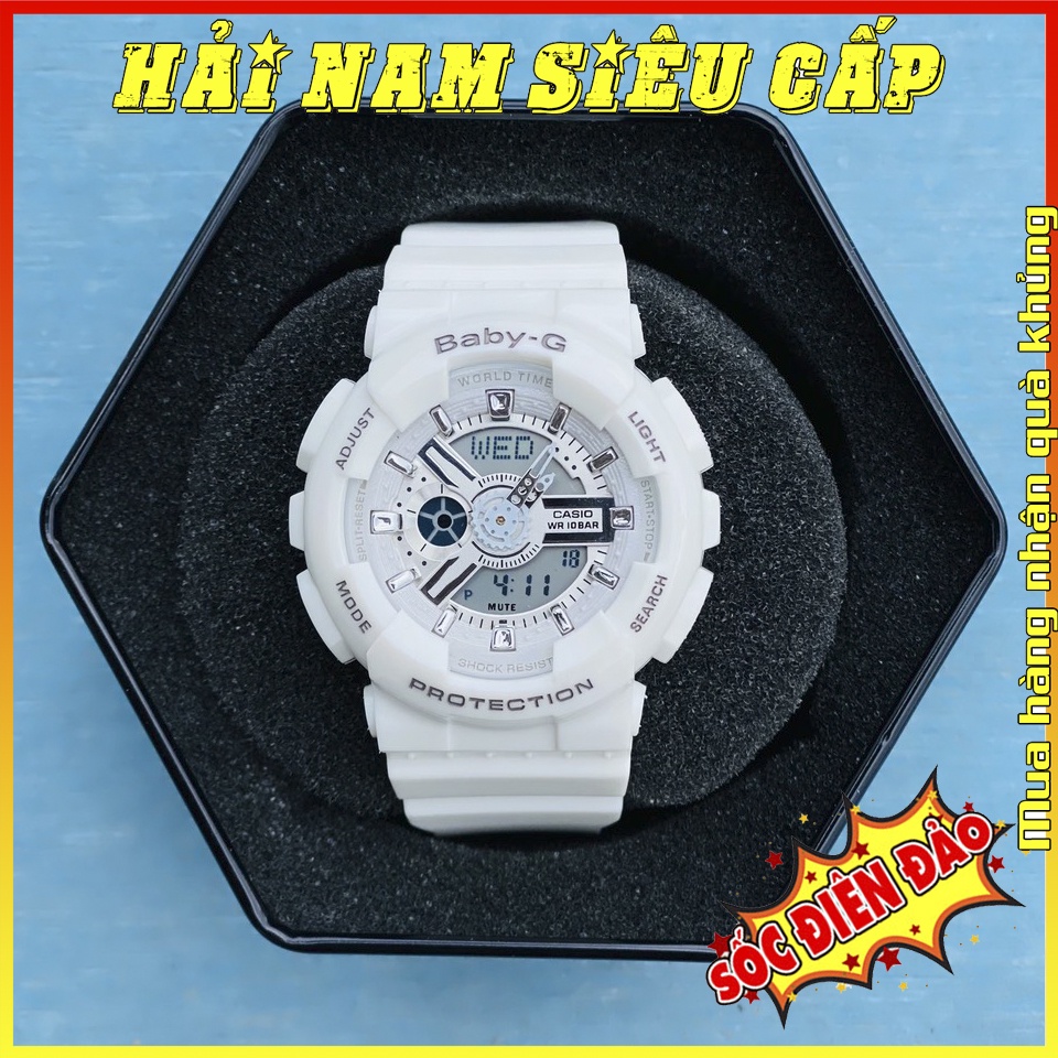 Đồng Hồ Nữ Baby-G BA110 Màu TRẮNG,Kim Điện Tử,Dây Cao Su,Bảo Hành 12 Tháng,Full Box - donghohainam98