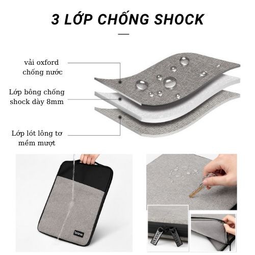 Túi chống shock có quai xách dạng đứng Boona M01 cho Macbook/ Surface/ IPad / Laptop(100% hài lòng - trả hàng 7 ngày)