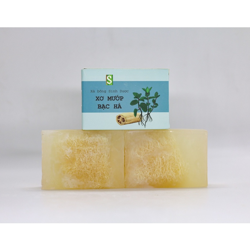 Soap, Xà Bông  Xơ Mướp Bạc Hà - Sả Chanh  HTX Sinh Dược 120g