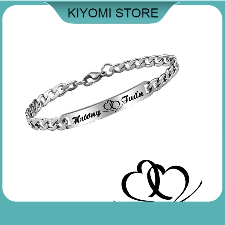 Lắc Tay Đôi Nam - Nữ Làm Tên Theo Yêu Cầu Cá Tính Dễ Thương Hàn Quốc KIYOMI STORE