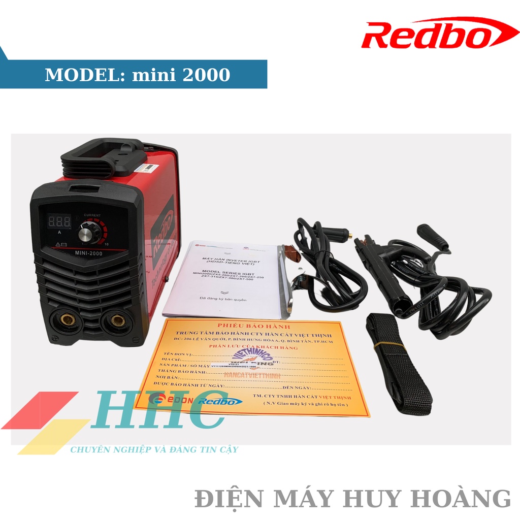 Máy hàn điện tử inverter Redbo mini 2000, máy hàn cho thợ cơ khí, thợ cửa sắt, máy hàn gia đình tặng kèm ke góc nam châm