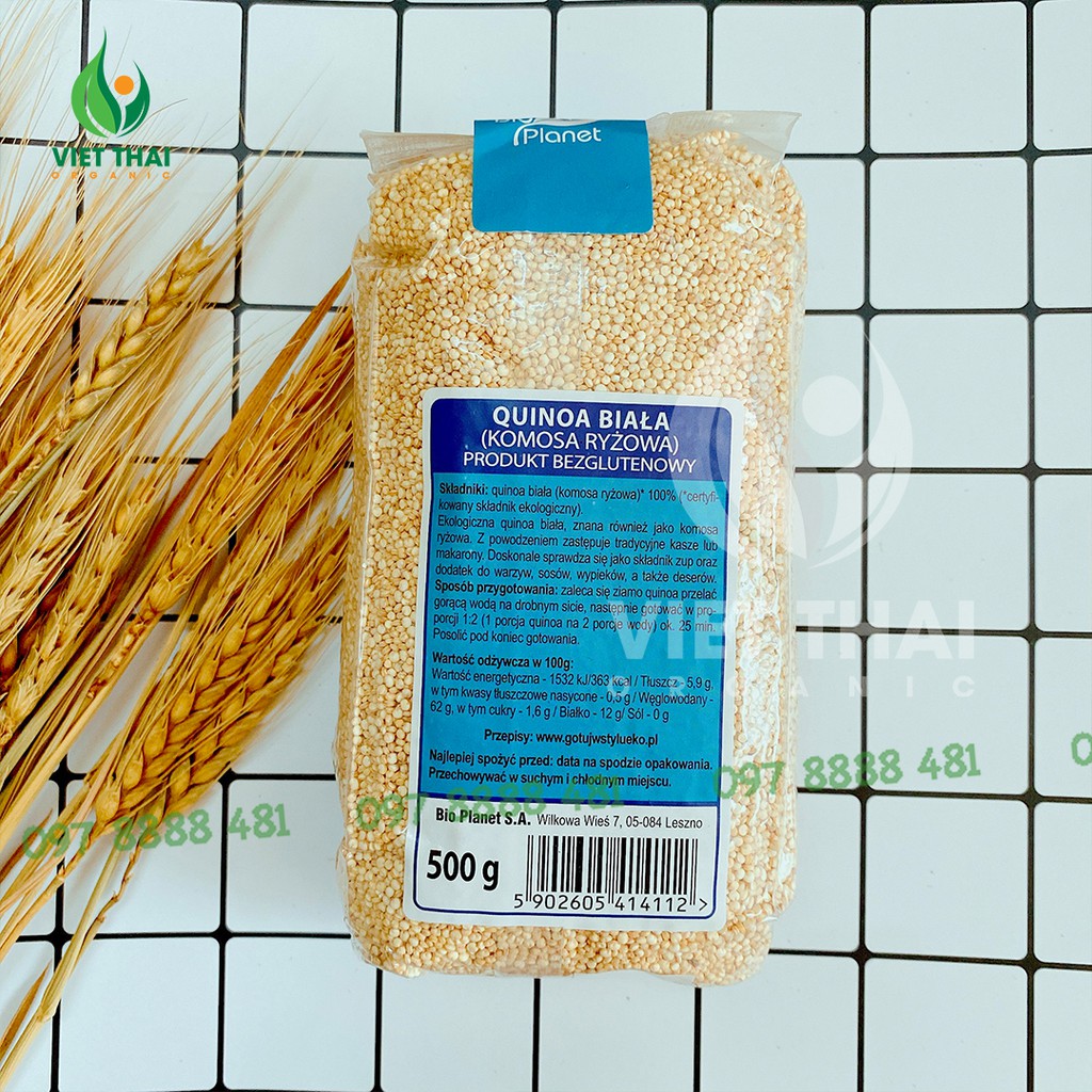 [CHẤT LƯỢNG] Hạt Diêm Mạch Trắng Bio Planet (GÓI 500G) - Quinoa Trắng Hữu Cơ, Siêu Thực Phẩm Tốt cho Sức Khỏe