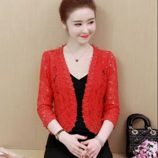 Áo khoác ren nữ thời trang.  (sẵn đen)