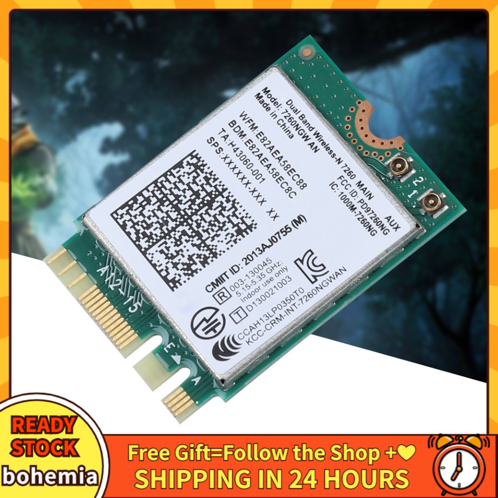 Card Wifi Không Dây 7260an 2.4g / 5g 4.0 Có Giao Diện Ngff M2