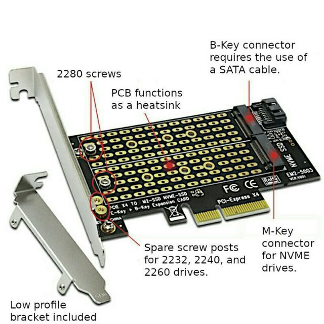 Card chuyển đổi ổ cứng SSD M2 PCIe NVMe sang PCIe 1X -Doul