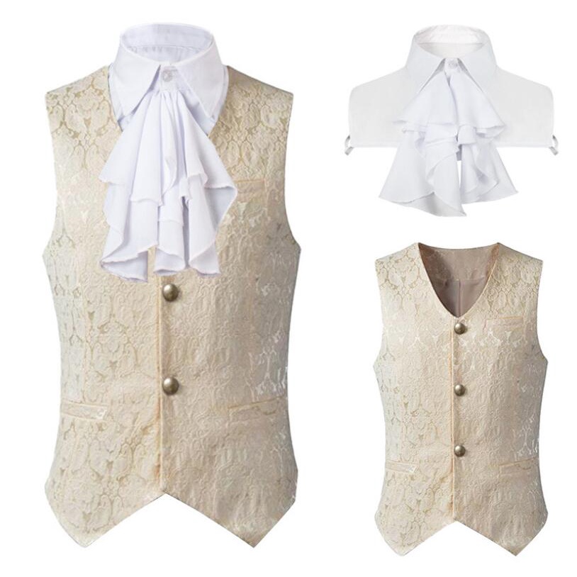 Áo Vest Hóa Trang Phong Cách Gothic Thời Trung Cổ Kèm Cà Vạt Jabot Cho Nam