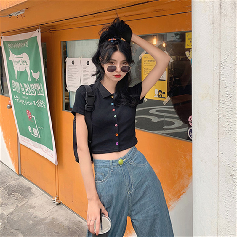 Áo dáng lửng ôm tay ngắn thời trang phong cách Hàn Quốc dành cho nữ | BigBuy360 - bigbuy360.vn