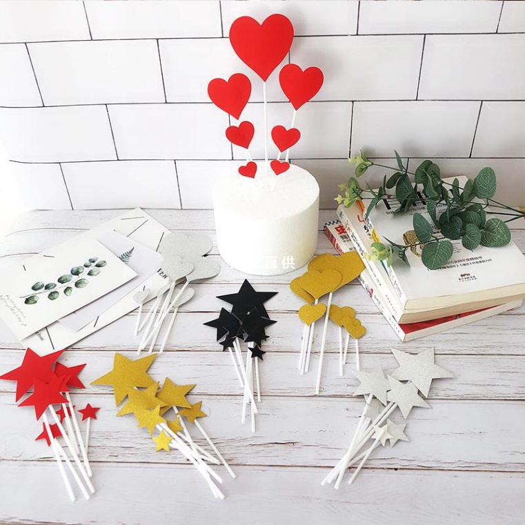 đồ trang trí bánh sinh nhật [FREESHIP❤️] set cắm sao giấy loại đẹp