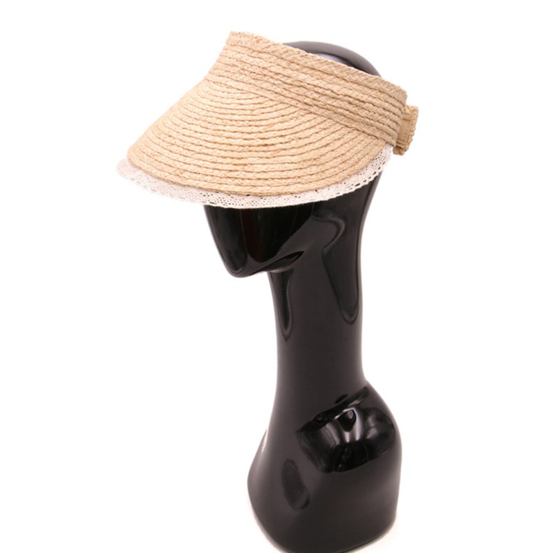 Mũ Rơm Chống Nắng Rộng Vành Hở Chóp Có Thể Gập Lại Trang Trí Cá Tính Cho Nữ Ha
