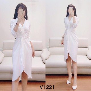 Đầm body soắn eo chất lụa sần cao câp