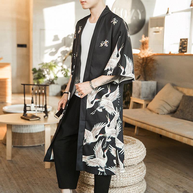 Áo Choàng Kimono Cách Tân Dáng Dài Phong Cách Trung Hoa Cổ Điển Thời Trang Mùa Hè Cho Nam