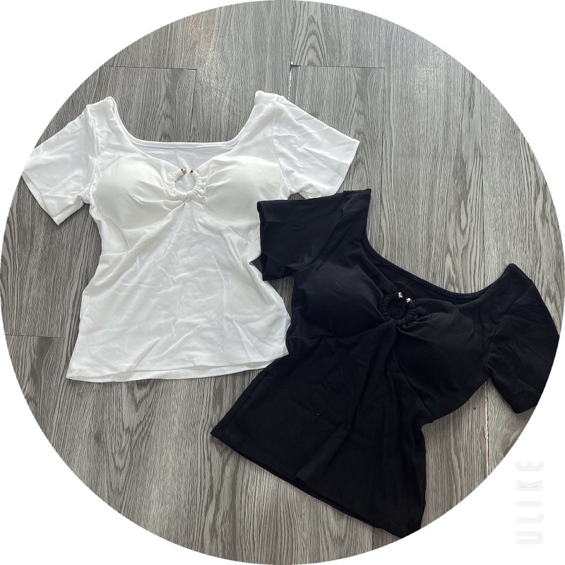 áo thun body tay ngắn phối khuy