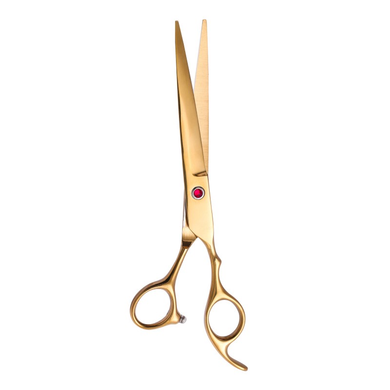 Bộ Kéo Cắt Tóc 7.0 Inch Màu Vàng Bằng Thép Không Gỉ Chất Lượng Cao + Bàn Chải Làm Sạch + Áo choàng cắt tóc + Túi làm đẹp