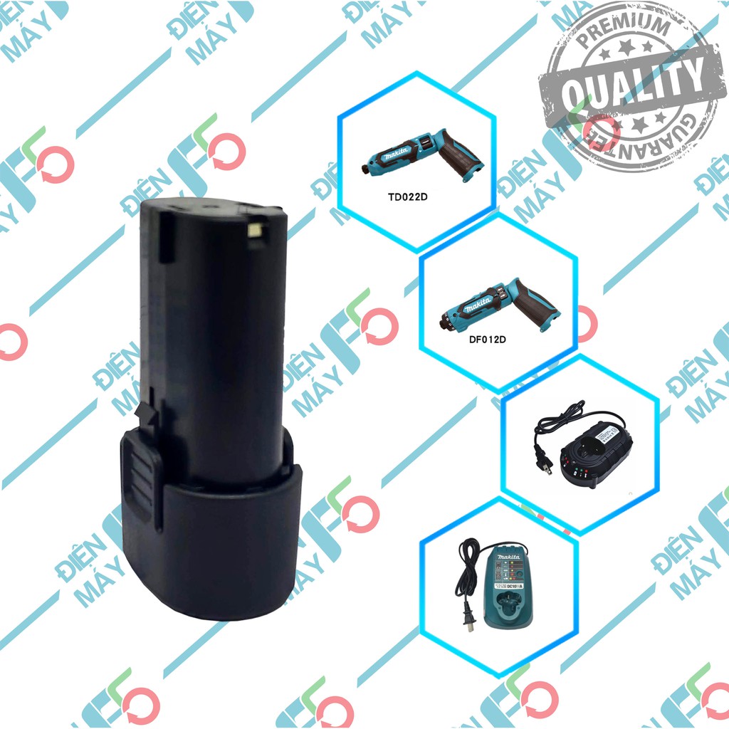 DMF5 Vỏ pin Makita BL7010 7.2v Li-ion, nhận sạc zin Makita