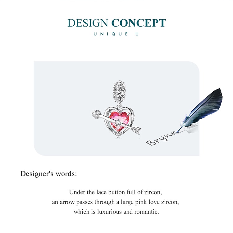 BAMOER Mặt Vòng cổ Bạc 925 Hình Trái Tim Thời Trang DIY