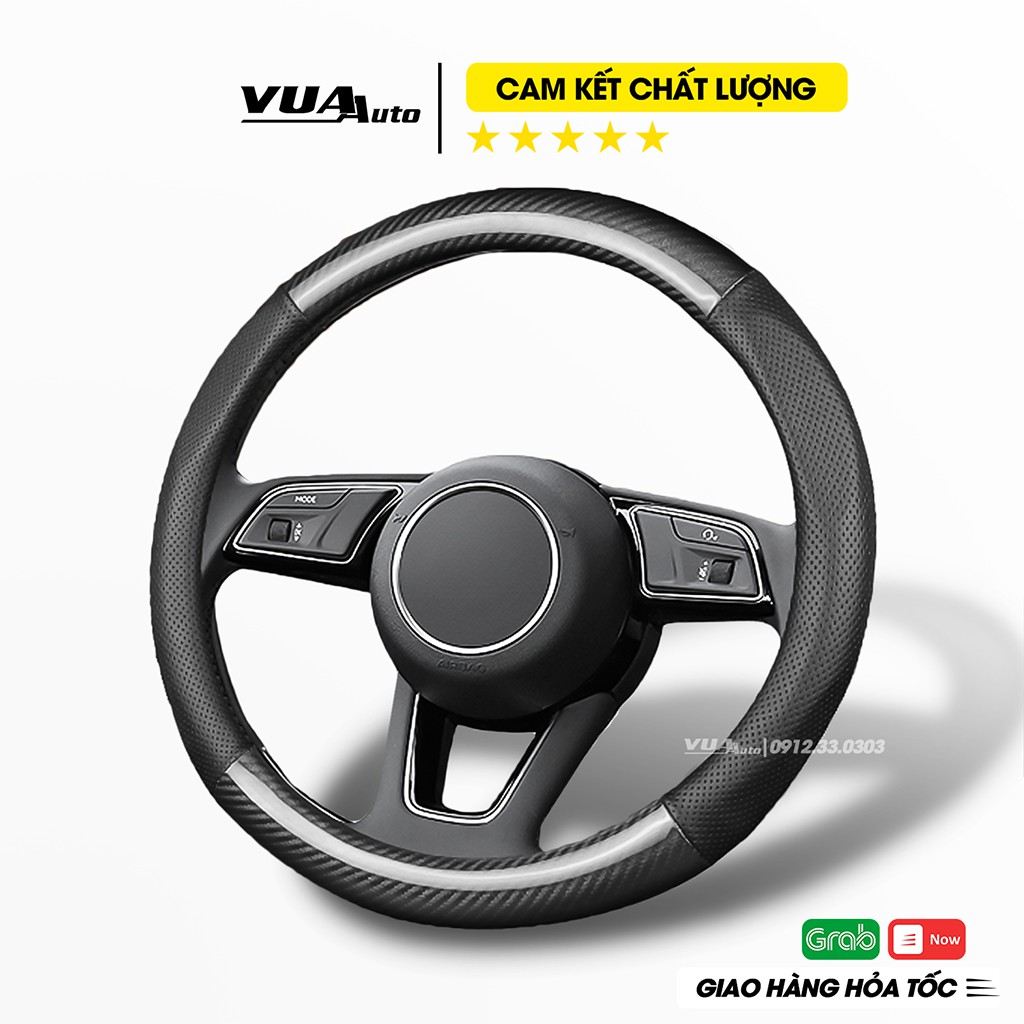 Bọc vô lăng ô tô cacbon VuaAuto phù hợp nhiều dòng xe, bọc volang da cacbon cao cấp, ôm khít, chống trơn trượt mồ hôi