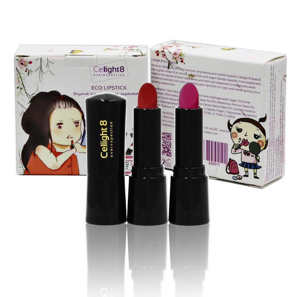 Kit - set 3 son mini thiên nhiên không chì Cellight 8 - Fancy Lips Collection 2g