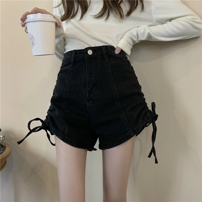Quần short nữ chất kaki dày dặn 2 nút rút dây 2 bên sườn ul