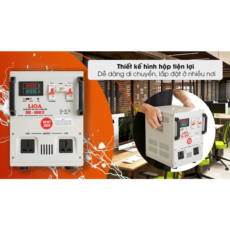 FREE SHIP ỔN ÁP LIOA 5KVA DRI-5000II DẢI 90V-250V- Hàng Chính hãng