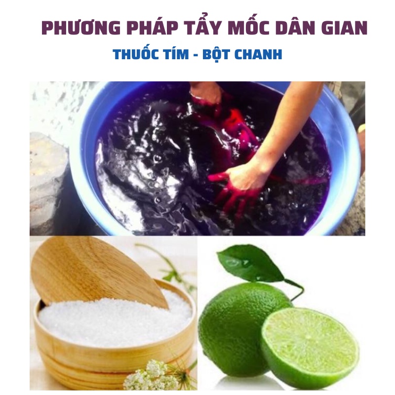 Combo 10 Sét Tẩy mốc quần áo, thuốc tím bột chanh tẩy trắng hiệu quả