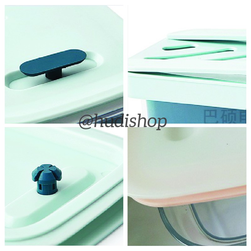 Hộp Nhựa Đựng Thực Phẩm Cao Cấp, 2 Ngăn Có Nắp, Khay Để Tủ Lạnh Tiện Lợi Chống Mùi, Chống Vi Khuẩn - GD370 Hudishop | BigBuy360 - bigbuy360.vn