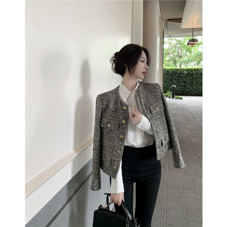 Hương thơm Áo khoác len tay dài phong cách Hàn Quốc thanh lịch cho nữ