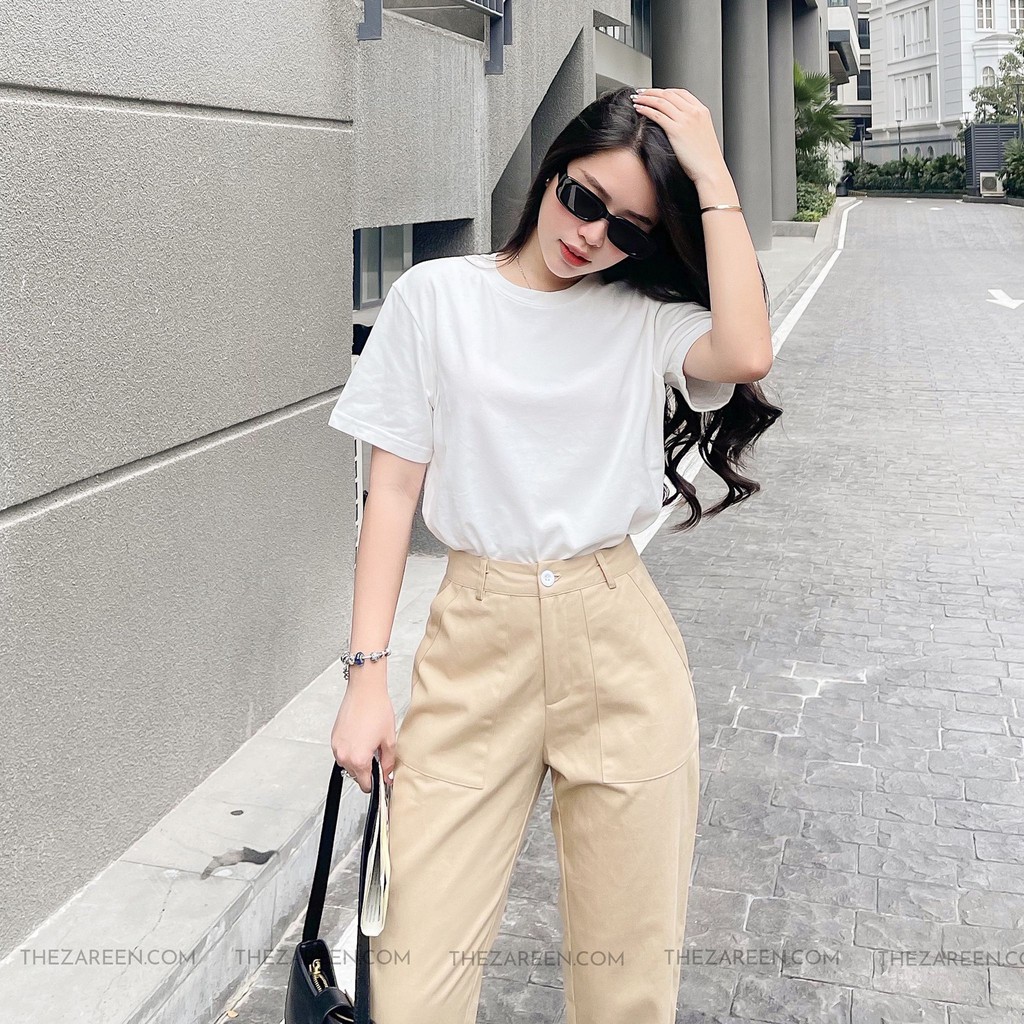ÁO THUN TRƠN BASIC ZAREEN THU88 TRẮNG