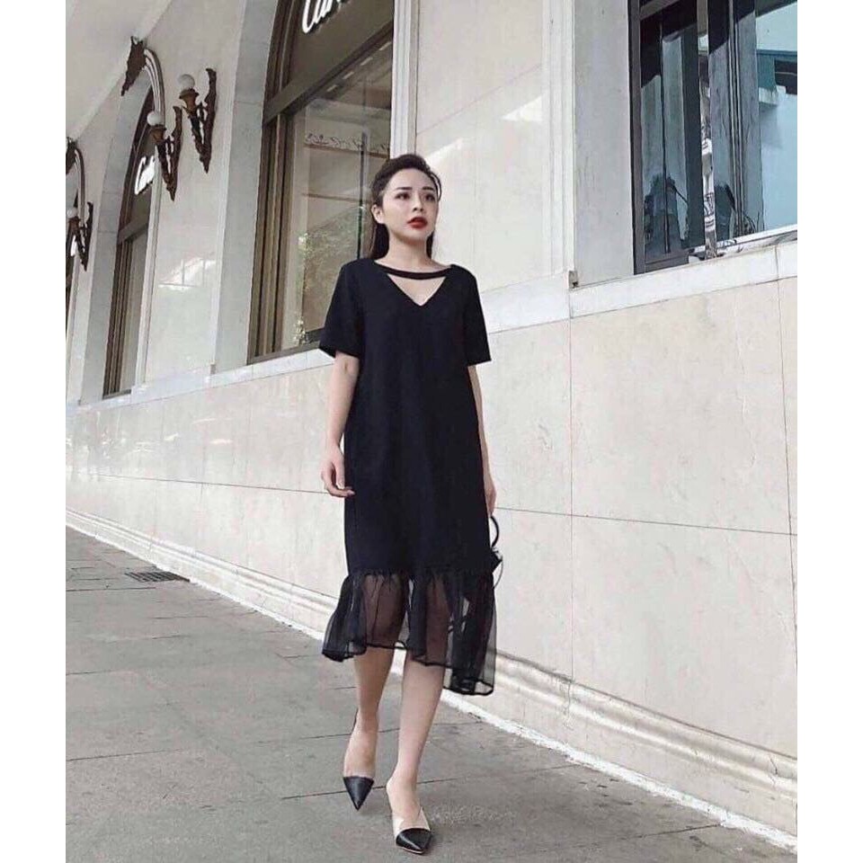 Váy suông đuôi cá chân lưới nữ DK155