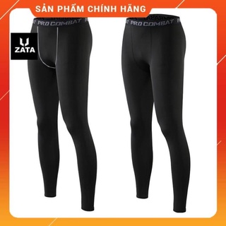 Quần giữ nhiệt nam dáng dài màu đen , quần pro combat