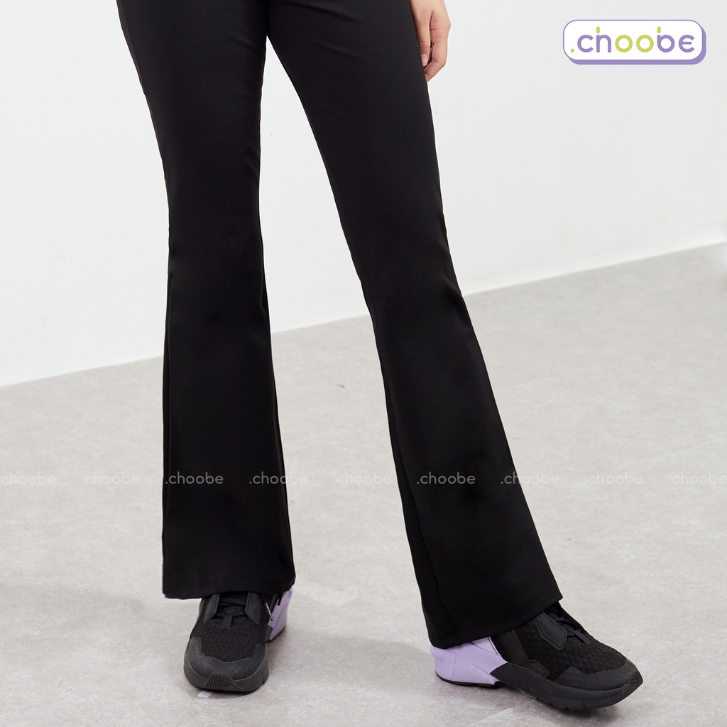 Quần ống loe Choobe nữ lưng cạp cao co giãn form đẹp legging bigsize vải Umi Hàn dày dặn dáng dài Q25