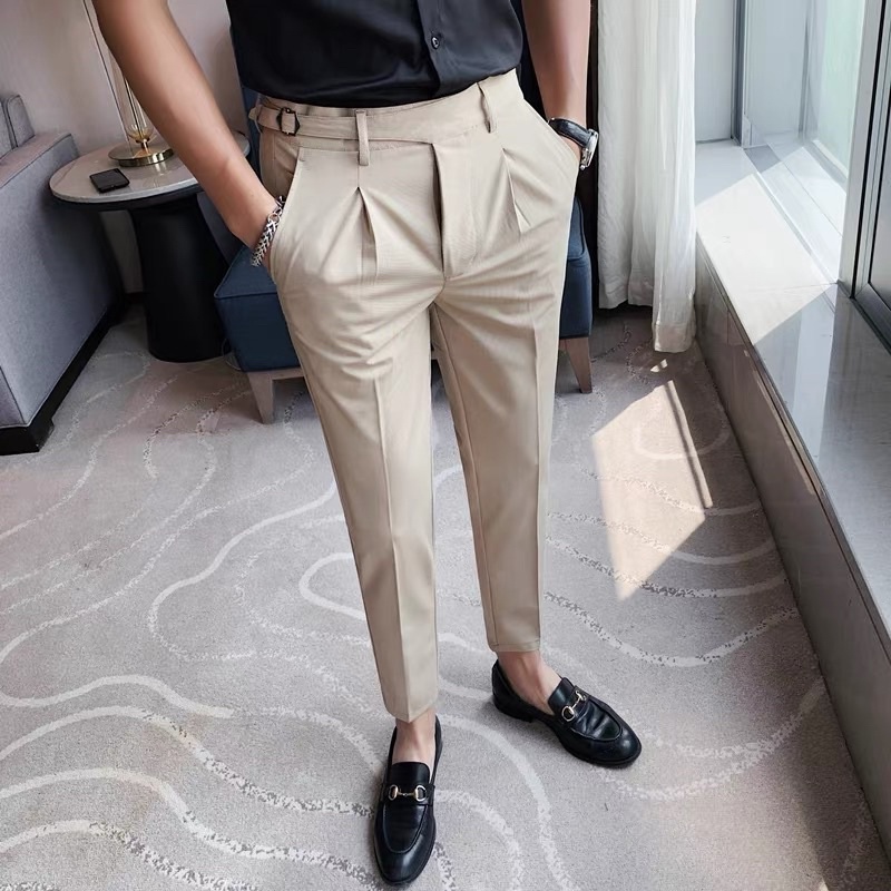 Quần âu nam cạp cao sidetab baggy phá cách thiết kế đai 1 bên dễ dàng điều chỉnh rộng chật ,form slimfit ôm dáng ,dễ mặc