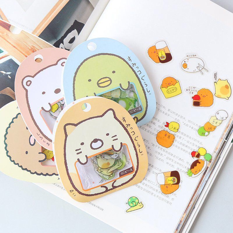 Bộ 50 nhãn dán trang trí sổ tay DIY phong cách Nhật Bản dễ thương