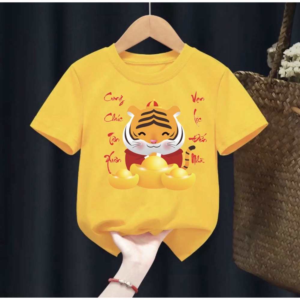 Flash sale Áo thun tết hình con hổ cung chuc tân xuân,vạn sự đên nhà,áo cho bé từ 6kg-30kg.AT05.