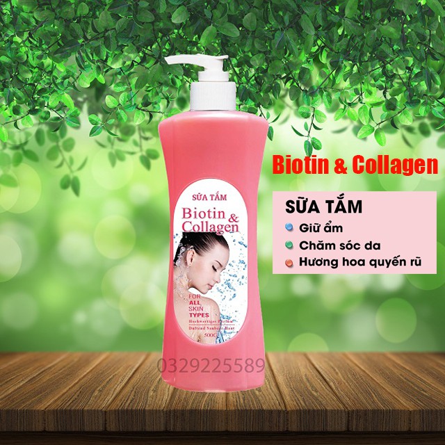 Sữa Tắm Dưỡng Da Biotin &amp; Collagen Hương Thơm Quyến Rũ 500ml