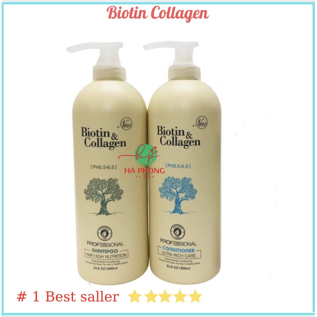 Dầu Gội BIOTIN _ Dầu Xả BIOTIN COLLAGEN Phục Hồi Dưỡng Tóc, Ngăn Ngừa Rụng Tóc ( Cặp 1000mlx2)