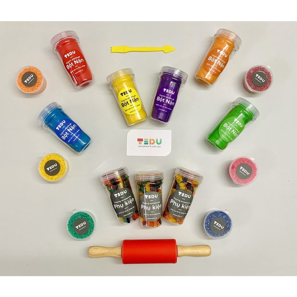Bột nặn đất nặn an toàn TEDU - Set sáng tạo với nui và gạo