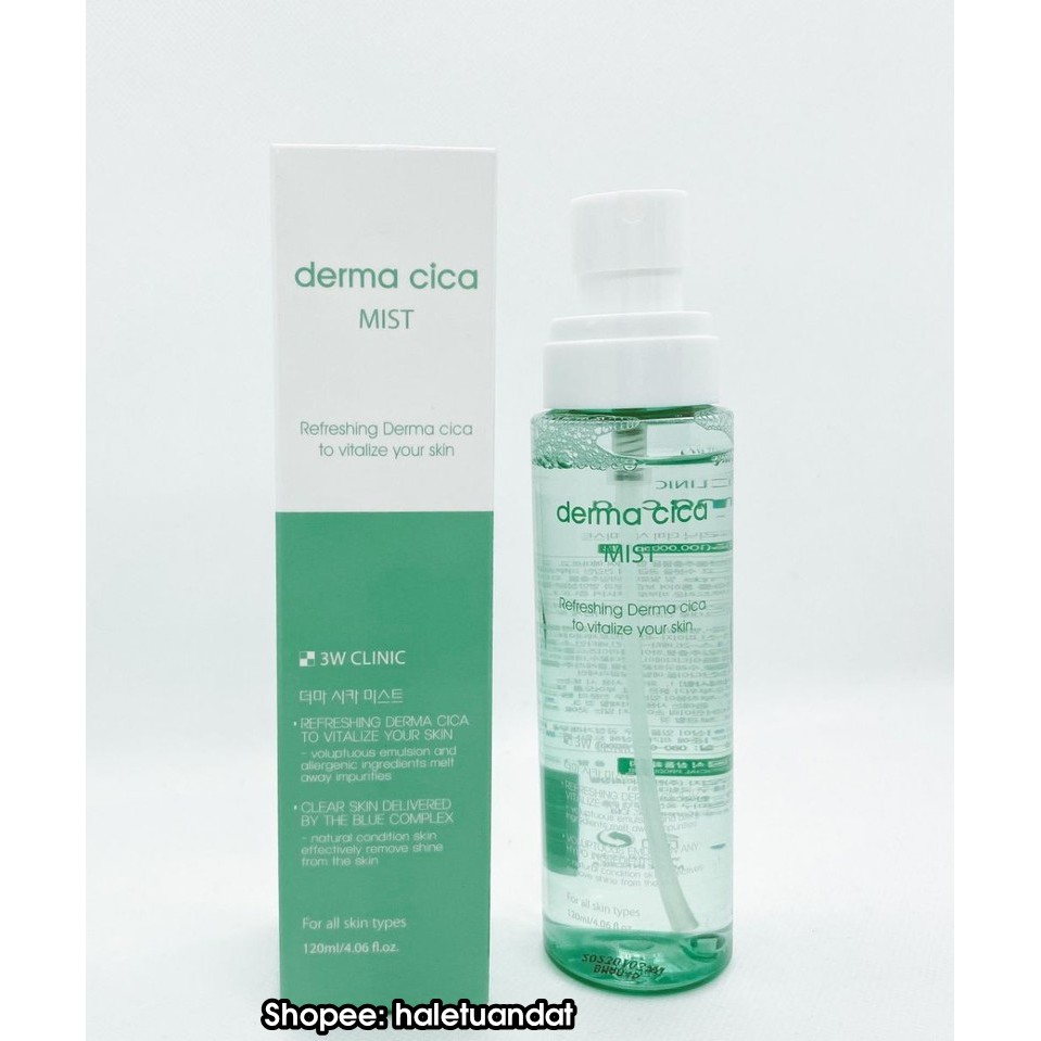 Xịt Khoáng 3W Clinic Derma Cica Mist 120ml Chiết Xuất Rau Má