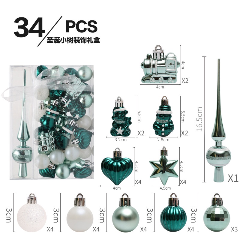Hàng Mới Về Set 34 Trái Châu Mini K9WX Sơn Màu Trang Trí Cây Thông Noel