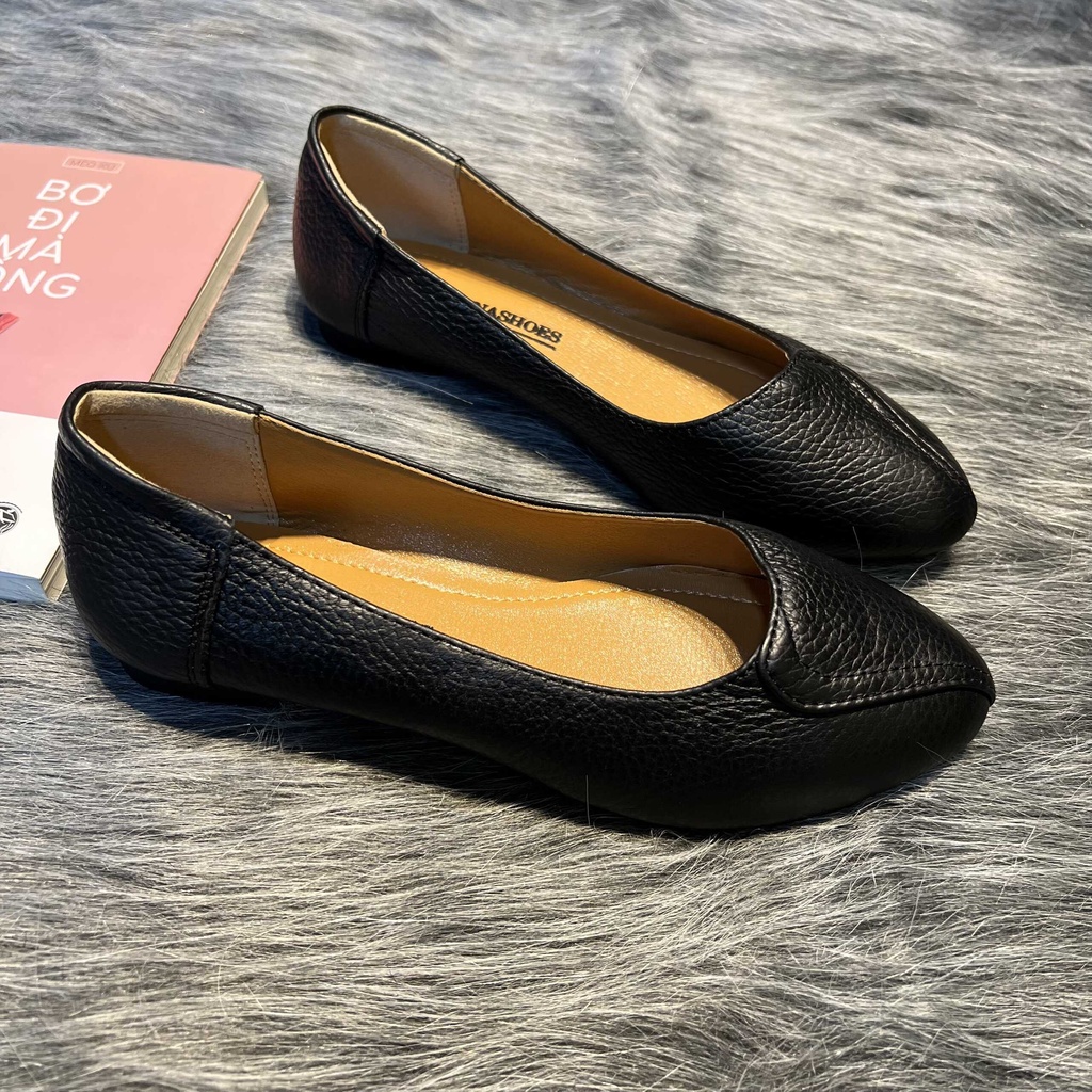 Giày bệt nữ mũi tròn da bò LUNASHOES 1103 giầy cho mẹ cao cấp dễ đi kiểu Hàn quốc nhiều màu bảo hành 1 đổi 1