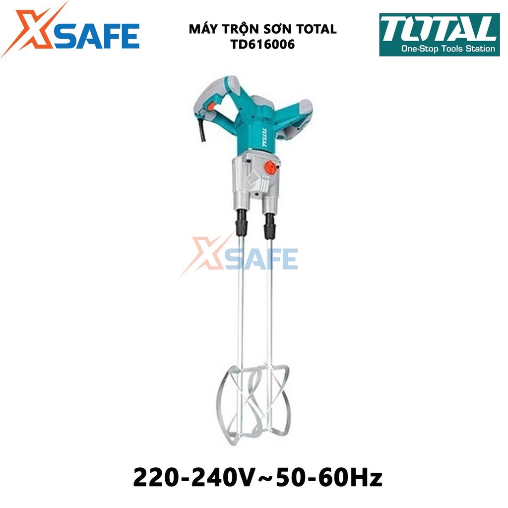 Máy trộn sơn TOTAL TD616006 công suất 1800W, đầu nhôm, kèm 1 đèn LED, 2 cần trộn sơn - [XSAFE]