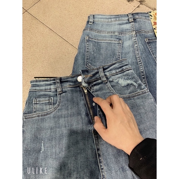 chân váy jean A co giãn tốt rách nhẹ hot, lưng cao, có quần trong (hình thật kèm video) | BigBuy360 - bigbuy360.vn